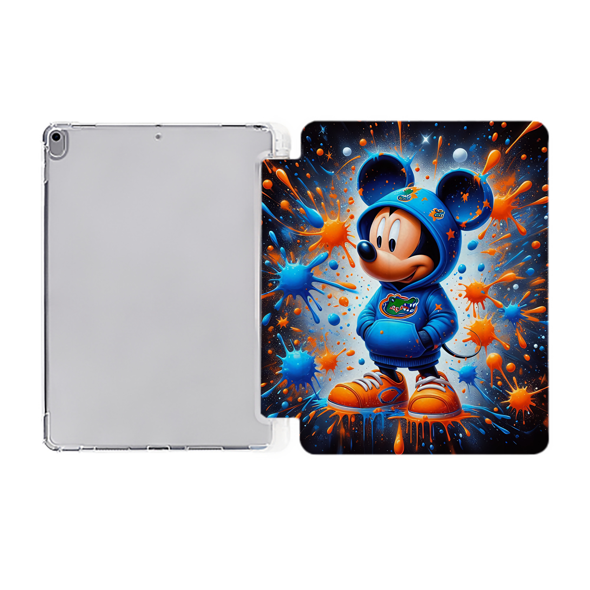 （画像用） ミッキーマウス Mickey Mouse IPad ケース ペン収納付き 三つ折りスタンド PUレザー×シリコン 対応機種9.5/10.5/10.9インチ